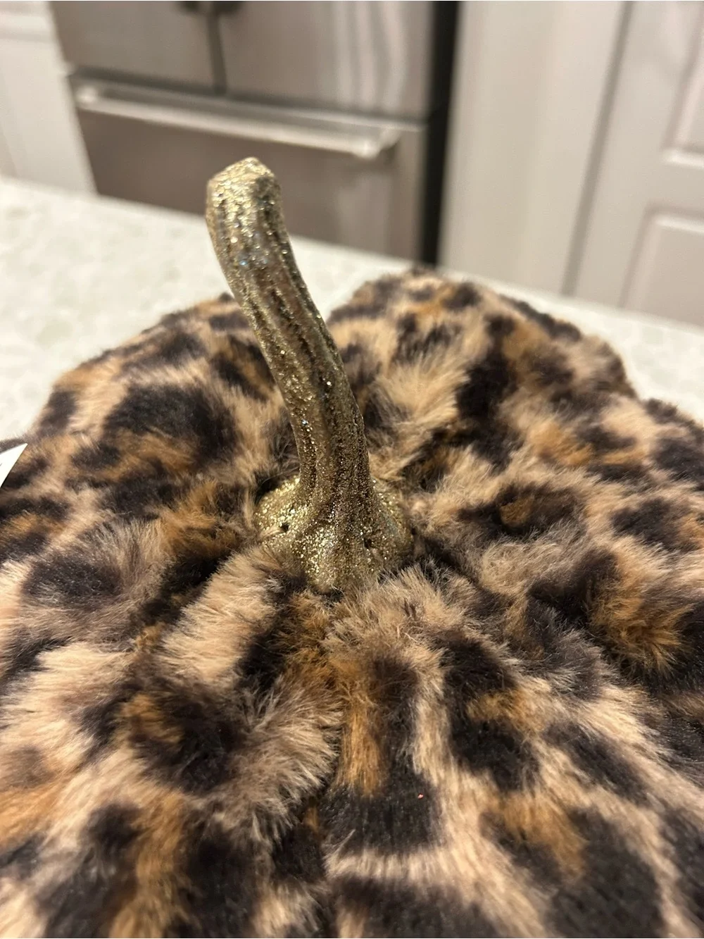 “New” Rachel Zoe Leopard-Print Plush Pumpkin with Gold Stem